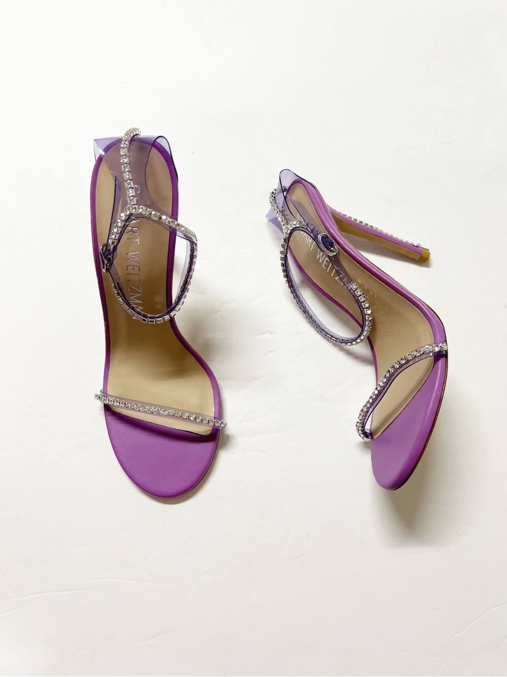 Stuart Weitzman Womens Purple Crystal Strap Nudistglam 110 Evening Sandal